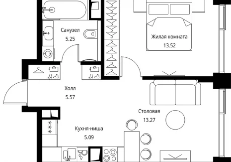 1-комнатная квартира - Волоколамское шоссе, 95с2 / ЖК Сити Бэй - фото 1