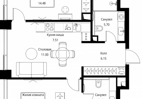 2-комнатная квартира - Волоколамское шоссе, 95с2 / ЖК Сити Бэй - фото 1