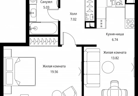 1-комнатная квартира - Волоколамское шоссе, 95с2 / ЖК Сити Бэй - фото 1