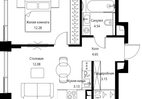 1-комнатная квартира - Волоколамское шоссе, 95с2 / ЖК Сити Бэй - фото 1