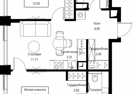 2-комнатная квартира - Волоколамское шоссе, 95с2 / ЖК Сити Бэй - фото 1