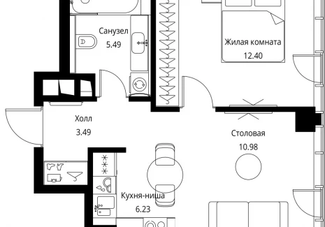 1-комнатная квартира - Волоколамское шоссе, 95с2 / ЖК Сити Бэй - фото 1