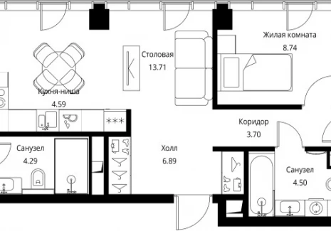3-комнатная квартира - Волоколамское шоссе, 95с2 / ЖК Сити Бэй - фото 1