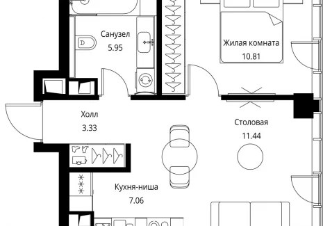 1-комнатная квартира - Волоколамское шоссе, 95с2 / ЖК Сити Бэй - фото 1