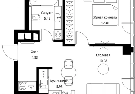 1-комнатная квартира - Волоколамское шоссе, 95с2 / ЖК Сити Бэй - фото 1