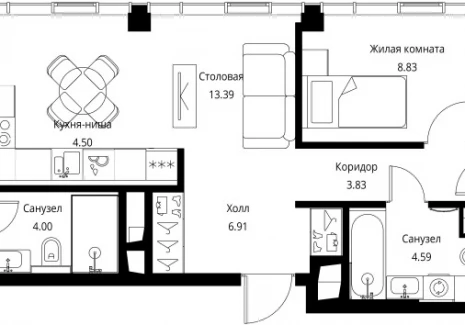 3-комнатная квартира - Волоколамское шоссе, 95с2 / ЖК Сити Бэй - фото 1