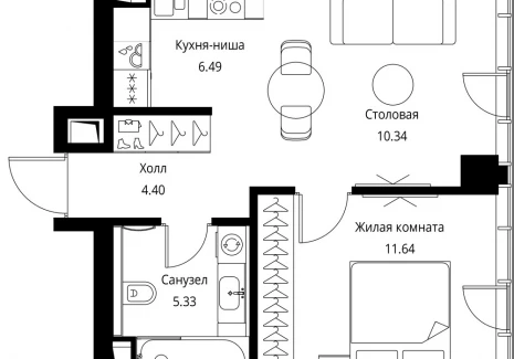 1-комнатная квартира - Волоколамское шоссе, 95с2 / ЖК Сити Бэй - фото 1