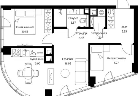 2-комнатная квартира - Волоколамское шоссе, 95с2 / ЖК Сити Бэй - фото 1