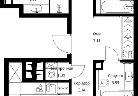 3-комнатная квартира - Волоколамское шоссе, 95с2 / ЖК Сити Бэй - фото 1
