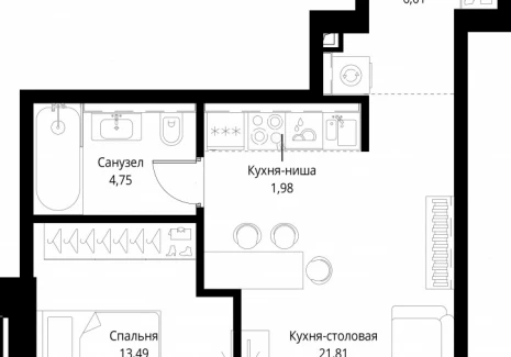 1-комнатная квартира - корпус Клиф, 3 / ЖК Сити Бэй - фото 1