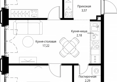 2-комнатная квартира - корпус Cliff5-4, 2 / ЖК Сити Бэй - фото 1