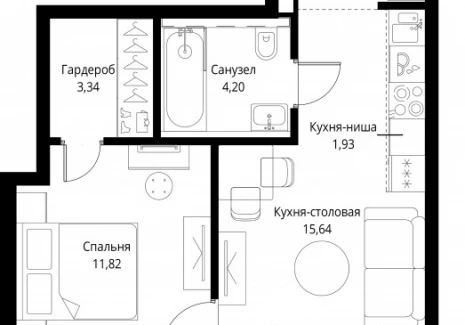1-комнатная квартира - корпус Cliff5-3,  / ЖК Сити Бэй - фото 1