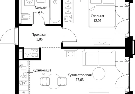 1-комнатная квартира - корпус Cliff5-2,  / ЖК Сити Бэй - фото 1