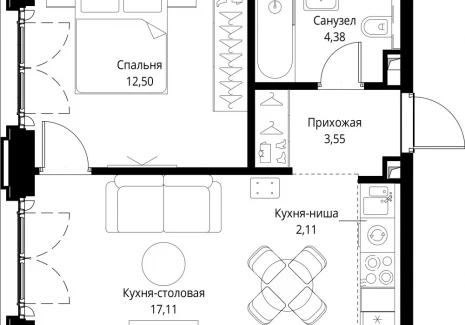 1-комнатная квартира - корпус Cliff5-2,  / ЖК Сити Бэй - фото 1