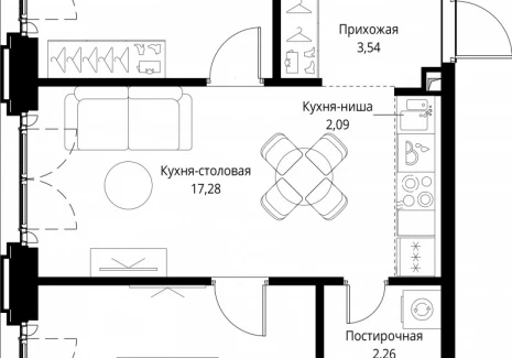 2-комнатная квартира - корпус Cliff5-2,  / ЖК Сити Бэй - фото 1