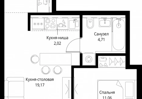 1-комнатная квартира - квартал Клиф, 5 / ЖК Сити Бэй - фото 1