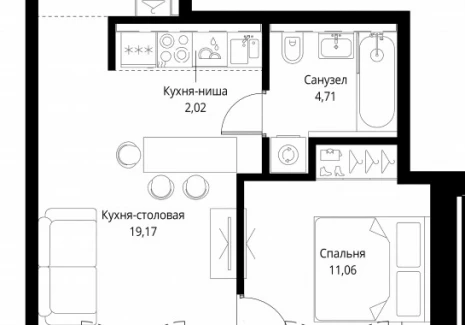 1-комнатная квартира - квартал Клиф, 5 / ЖК Сити Бэй - фото 1