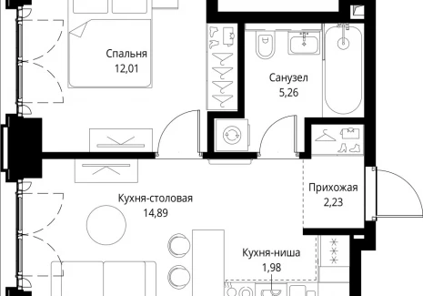 1-комнатная квартира - квартал Клиф, 5 / ЖК Сити Бэй - фото 1
