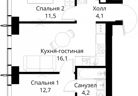 2-комнатная квартира - Волоколамское шоссе, 95/2 / ЖК Сити Бэй - фото 1