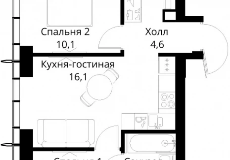 2-комнатная квартира - Волоколамское шоссе, 95/2 / ЖК Сити Бэй - фото 1