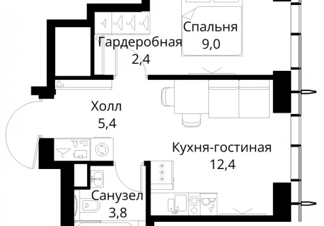 1-комнатная квартира - Волоколамское шоссе, 95/2 / ЖК Сити Бэй - фото 1