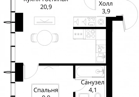 1-комнатная квартира - Волоколамское шоссе, 95/2 / ЖК Сити Бэй - фото 1