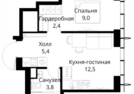 1-комнатная квартира - Волоколамское шоссе, 95/2 / ЖК Сити Бэй - фото 1