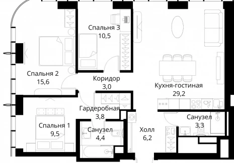 3-комнатная квартира - Волоколамское шоссе, 95/2 / ЖК Сити Бэй - фото 1