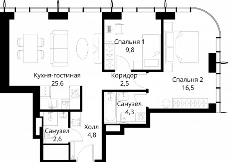 2-комнатная квартира - Волоколамское шоссе, 95/2 / ЖК Сити Бэй - фото 1