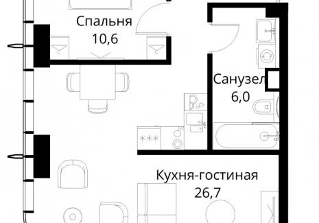 1-комнатная квартира - Волоколамское шоссе, 95/2 / ЖК Сити Бэй - фото 1