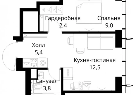 1-комнатная квартира - Волоколамское шоссе, 95/2 / ЖК Сити Бэй - фото 1