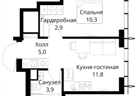 1-комнатная квартира - Волоколамское шоссе, 95/2 / ЖК Сити Бэй - фото 1