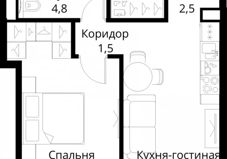 1-комнатная квартира - Волоколамское шоссе, 95/2 / ЖК Сити Бэй - фото 1