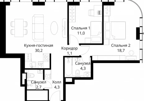2-комнатная квартира - Волоколамское шоссе, 95/2 / ЖК Сити Бэй - фото 1