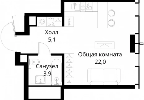 1-комнатная квартира - Волоколамское шоссе, 95/2 / ЖК Сити Бэй - фото 1