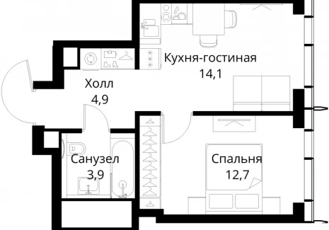 1-комнатная квартира - Волоколамское шоссе, 95/2 / ЖК Сити Бэй - фото 1