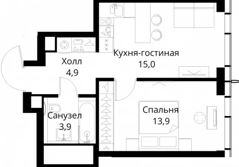 1-комнатная квартира - Волоколамское шоссе, 95/2 / ЖК Сити Бэй - фото 1