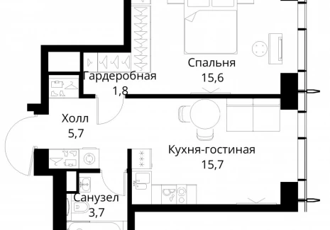 1-комнатная квартира - Волоколамское шоссе, 95/2 / ЖК Сити Бэй - фото 1