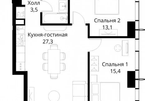 2-комнатная квартира - Волоколамское шоссе, 95/2 / ЖК Сити Бэй - фото 1