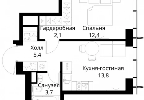 1-комнатная квартира - Волоколамское шоссе, 95/2 / ЖК Сити Бэй - фото 1