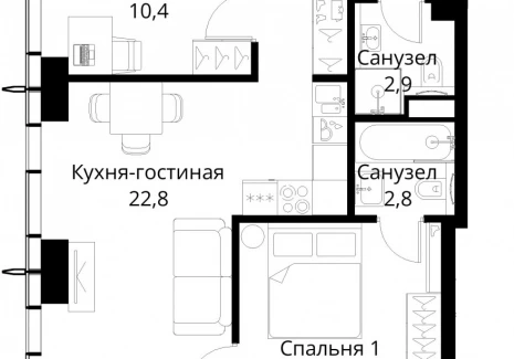 2-комнатная квартира - Волоколамское шоссе, 95/2 / ЖК Сити Бэй - фото 1