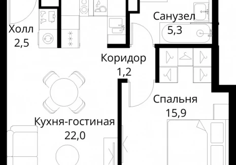 1-комнатная квартира - Волоколамское шоссе, 95/2 / ЖК Сити Бэй - фото 1