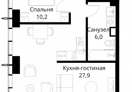 1-комнатная квартира - Волоколамское шоссе, 95/2 / ЖК Сити Бэй - фото 1