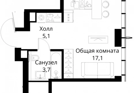 1-комнатная квартира - Волоколамское шоссе, 95/2 / ЖК Сити Бэй - фото 1