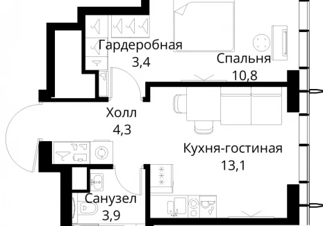 1-комнатная квартира - Волоколамское шоссе, 95/2 / ЖК Сити Бэй - фото 1