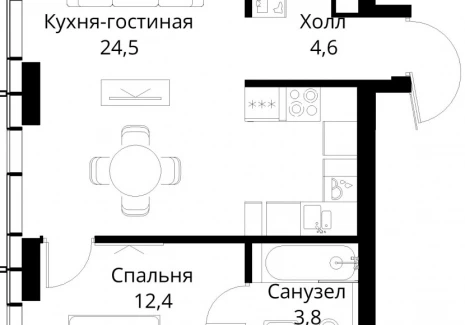 1-комнатная квартира - Волоколамское шоссе, 95/2 / ЖК Сити Бэй - фото 1