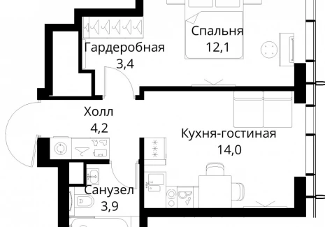 1-комнатная квартира - Волоколамское шоссе, 95/2 / ЖК Сити Бэй - фото 1