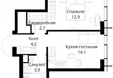 1-комнатная квартира - Волоколамское шоссе, 95/2 / ЖК Сити Бэй - фото 1