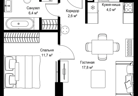 1-комнатная квартира - Ленинградский проспект, 8 / ЖК Слава - фото 1