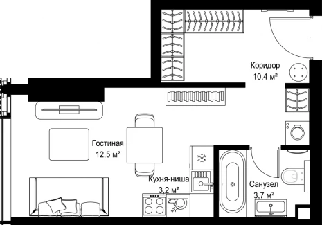 Квартира студия - Ленинградский проспект, 8 / ЖК Слава - фото 1